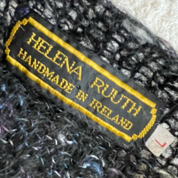 Handknit in Ireland Open Front Wool Mohair Blend Black Women's Cardigan - Picture 6 of 10